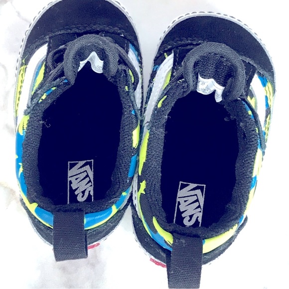 Vans Off The Wall Baby Infant Slip-On Baby Skater Multicolor Camo Shark Shoes 4 - Picture 8 of 11